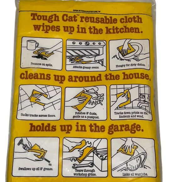 Tough Cat Extra Durable Cleaning Cloths 5 Reusable 1980 Vintage New Old Stock - Picture 7 of 8